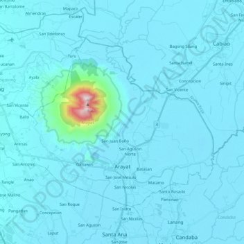 Arayat topographic map, elevation, terrain