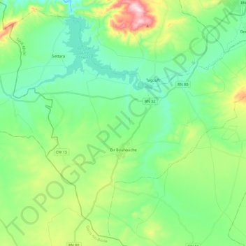 Bir Bouhouche topographic map, elevation, terrain