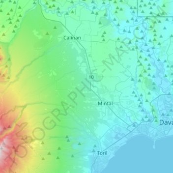 Talomo River topographic map, elevation, terrain