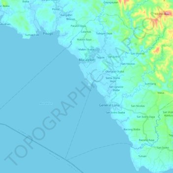 Macalelon topographic map, elevation, terrain