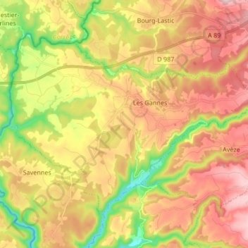 Messeix topographic map, elevation, terrain