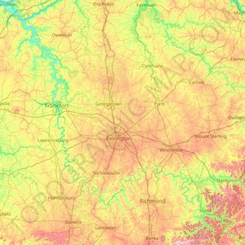 Kentucky River topographic map, elevation, terrain