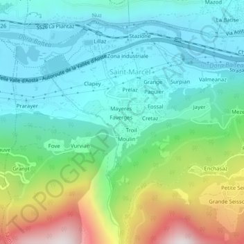 Faverge topographic map, elevation, terrain