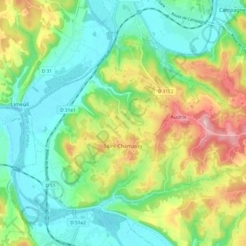 Saint-Chamassy topographic map, elevation, terrain