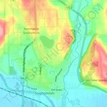 Snohomish topographic map, elevation, terrain