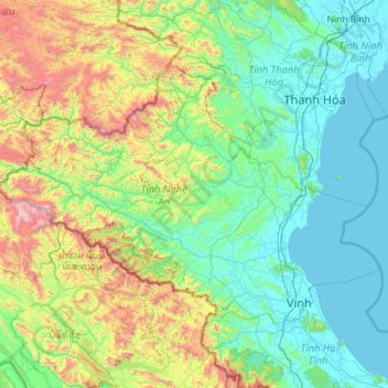 Nghe An province topographic map, elevation, terrain