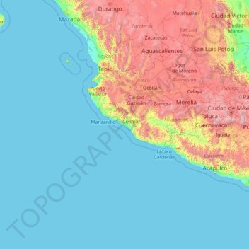 Colima topographic map, elevation, terrain