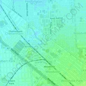 St Clair topographic map, elevation, terrain
