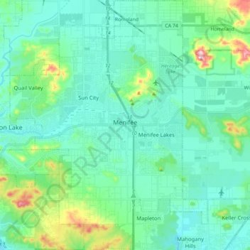 Menifee topographic map, elevation, terrain