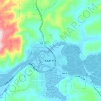 Raymond topographic map, elevation, terrain