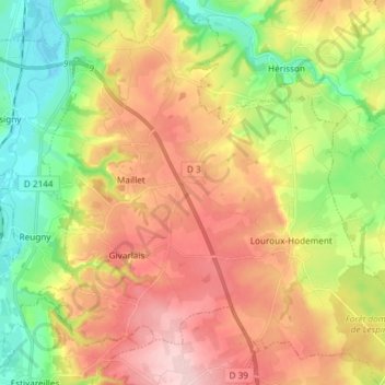 Haut-Bocage topographic map, elevation, terrain