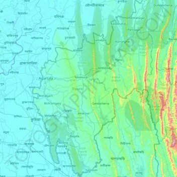 Tripura topographic map, elevation, terrain