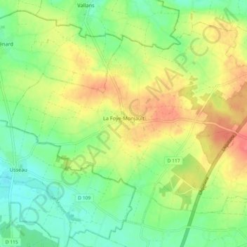 La Foye-Monjault topographic map, elevation, terrain