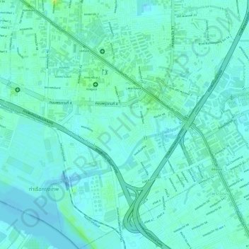 Phra Khanong Subdistrict topographic map, elevation, terrain