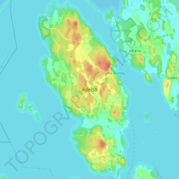 Adelsö topographic map, elevation, terrain