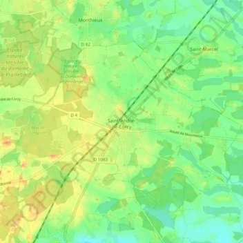 Saint-André-de-Corcy topographic map, elevation, terrain