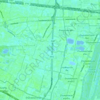 Prawet District topographic map, elevation, terrain