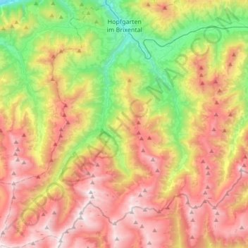 Hopfgarten im Brixental topographic map, elevation, terrain