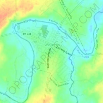 East Berlin topographic map, elevation, terrain