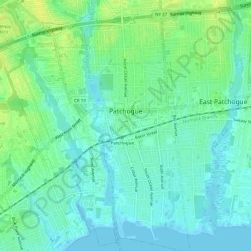 Patchogue topographic map, elevation, terrain