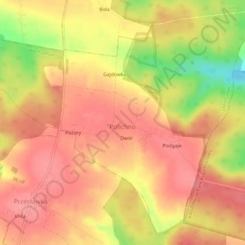 Polichno topographic map, elevation, terrain