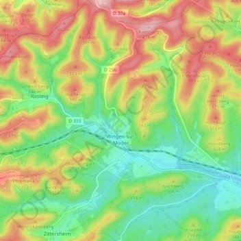 Wingen-sur-Moder topographic map, elevation, terrain