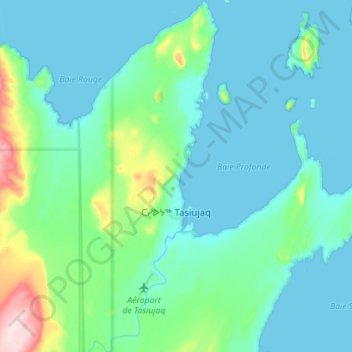 Tasiujaq (Village) topographic map, elevation, terrain