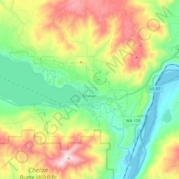 Chelan topographic map, elevation, terrain