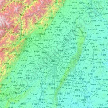 Chengdu topographic map, elevation, terrain