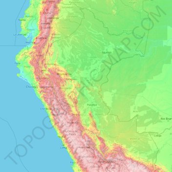 Perú topographic map, elevation, terrain