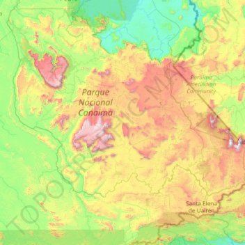 Parroquia Gran Sabana topographic map, elevation, terrain