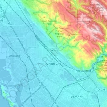 Union City topographic map, elevation, terrain