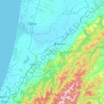 Horowhenua District topographic map, elevation, terrain