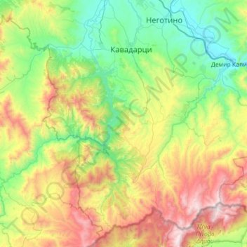 Municipality of Kavadarci topographic map, elevation, terrain