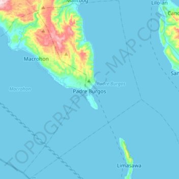 Padre Burgos topographic map, elevation, terrain