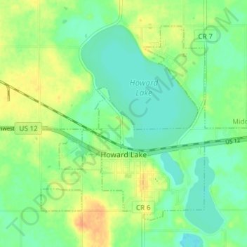 Howard Lake topographic map, elevation, terrain