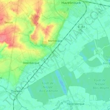 Moerbeke topographic map, elevation, terrain