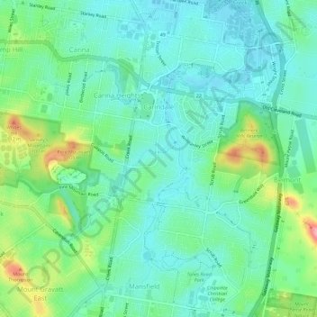 Carindale topographic map, elevation, terrain