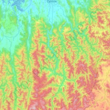 Waioeka River topographic map, elevation, terrain