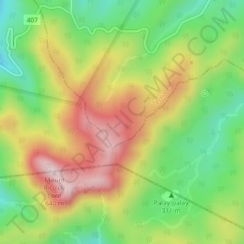 Pico de Loro topographic map, elevation, terrain