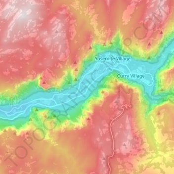 Yosemite Valley topographic map, elevation, terrain