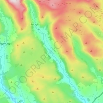 Longsleddale topographic map, elevation, terrain