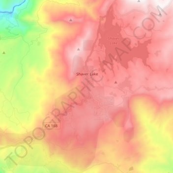 Shaver Lake topographic map, elevation, terrain