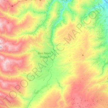 Nevis River topographic map, elevation, terrain