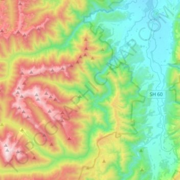 Waingaro River topographic map, elevation, terrain
