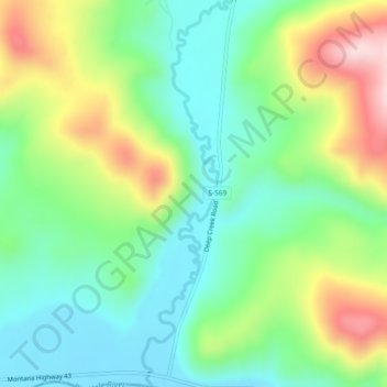 Deep Creek Road topographic map, elevation, terrain