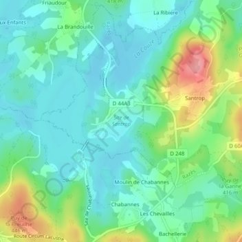 Site de Santrop topographic map, elevation, terrain