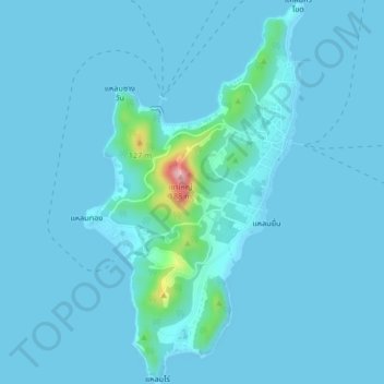 เกาะล้าน topographic map, elevation, terrain