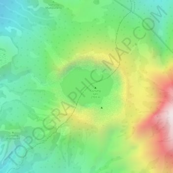 Kawah Ijen Crater Lake topographic map, elevation, terrain