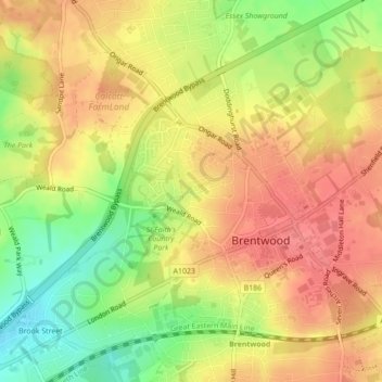 Mayfiled Gardens Public Park topographic map, elevation, terrain